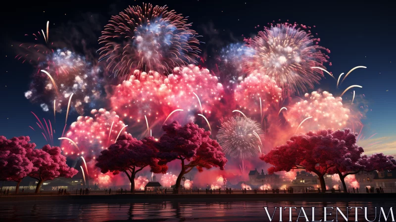 Multicolored Fireworks Display in the Sky - A Representation of Dutch Tradition AI Image