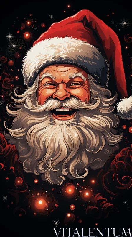 Santa Claus Illustration with Starry Eyes and Twisted Character AI Image
