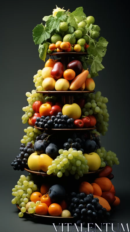 Grand Display of Fruit Stacks - An Artistic Representation AI Image