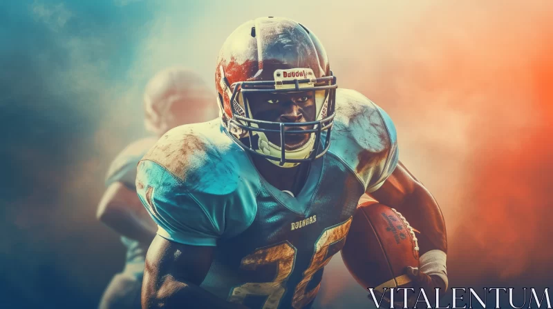 AI ART Intense American Football Image with African Art Influences and Retro Filters