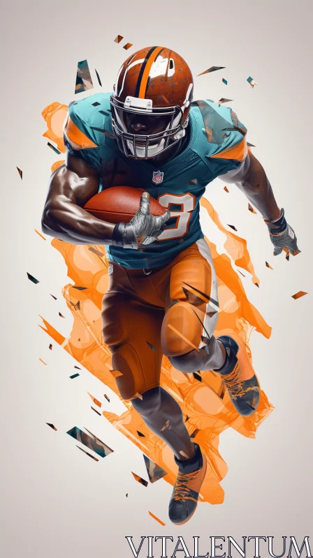 American Football Player in Sprint with Graphic Design Elements AI Image