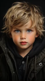 Photorealistic Digital Artwork of a Boy with Blue Eyes AI Image