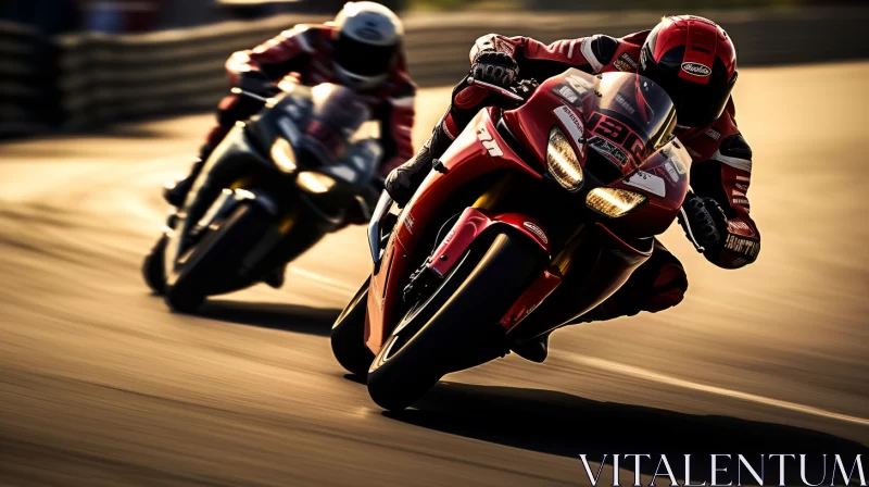 AI ART 32k UHD Image of Motorcycles Racing on Track in Gold & Crimson Tones