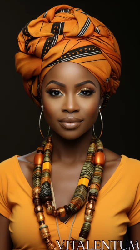 African Woman in Orange Turban: A Celebration of Culture and Beauty AI Image