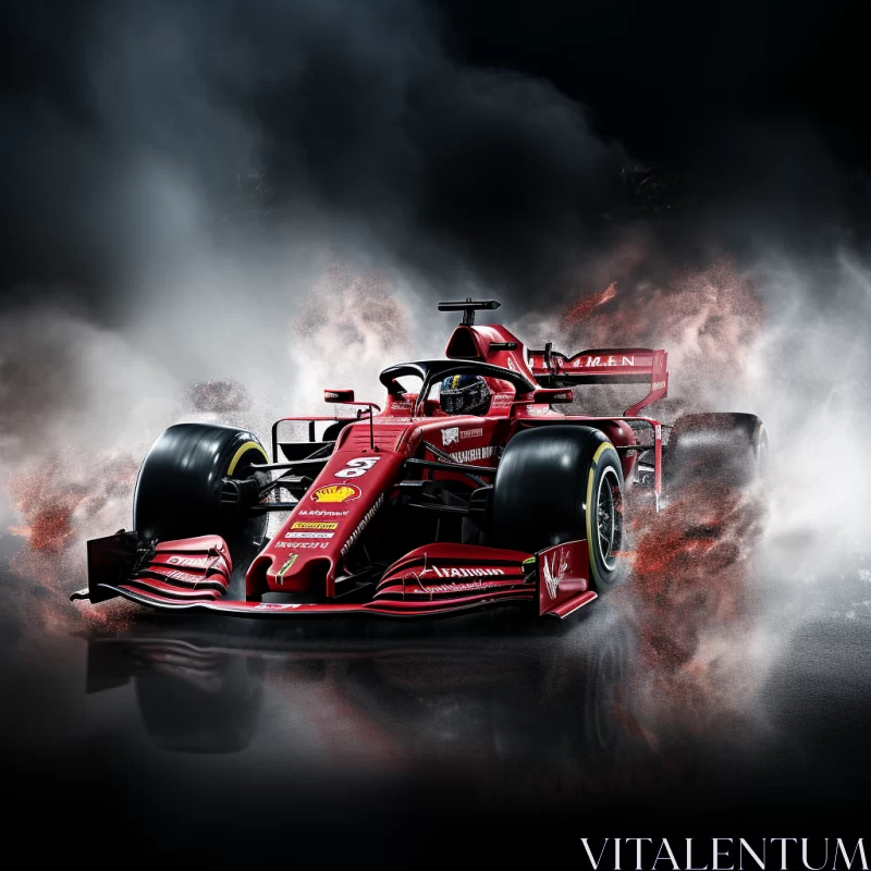 Dramatic Ferrari F1 Racing Car Image in Iconic Red  - AI Generated Images AI Image