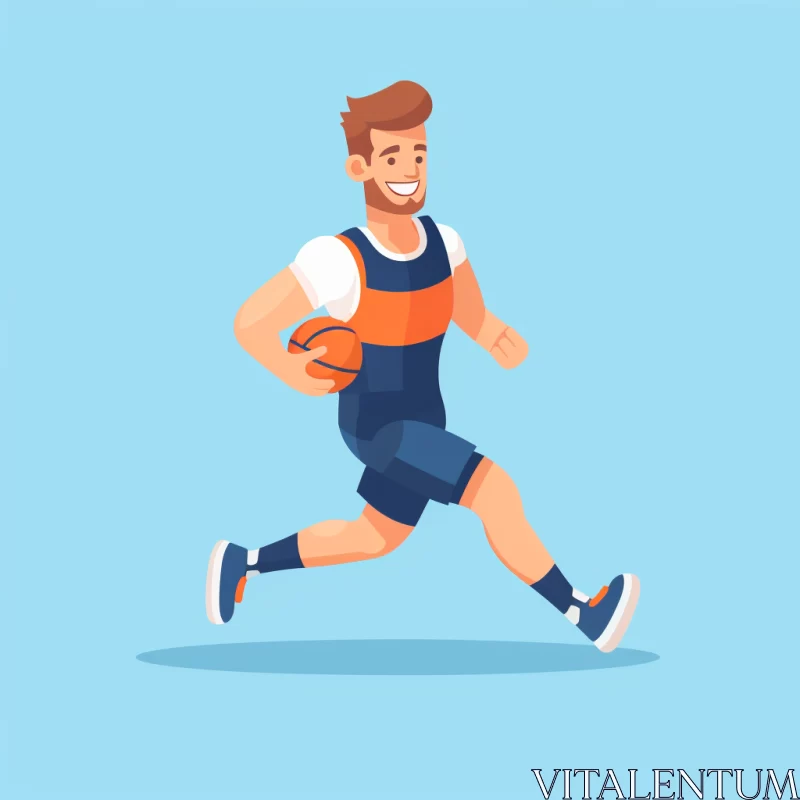 Vibrant Illustration of Basketball Player in Action with Modern Artistic Twist AI Image