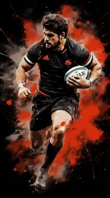 32k UHD Rugby Player Illustration in Vibrant Colors AI Image