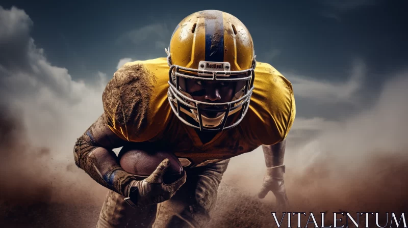 American Football Player in Action with Textured Background AI Image