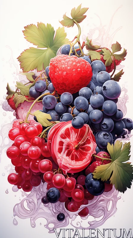 Colorful Fruit Illustration in Realistic Detail and Vibrant Tones AI Image