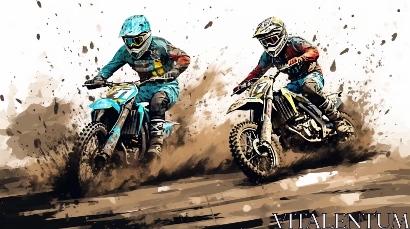 AI ART Fierce Motocross Race Scene in UHD Digital Art with Comic Illustration Style