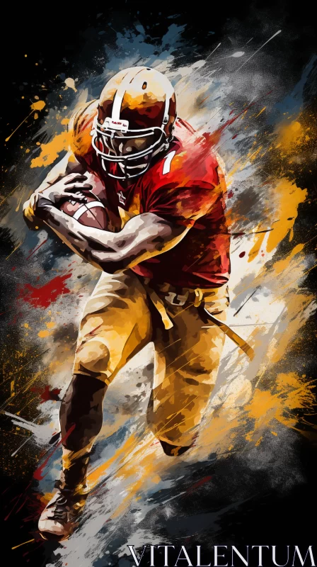Abstract Expressionist Painting of Football Player in Vibrant Hues AI Image