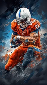 Bold NFL Player Artwork in Dark Orange and Light Azure AI Image