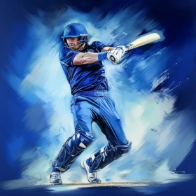 Cricket Player in Action: A Vibrant, Dynamic Portrait AI Image