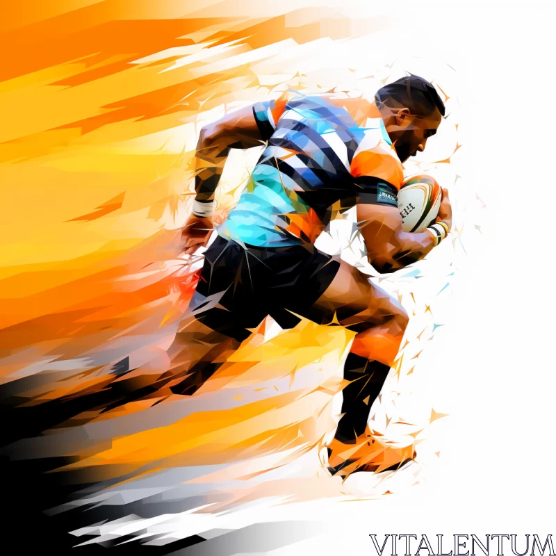 UHD Abstract Rugby Player Image in Vibrant Colors, Zaire School Style AI Image