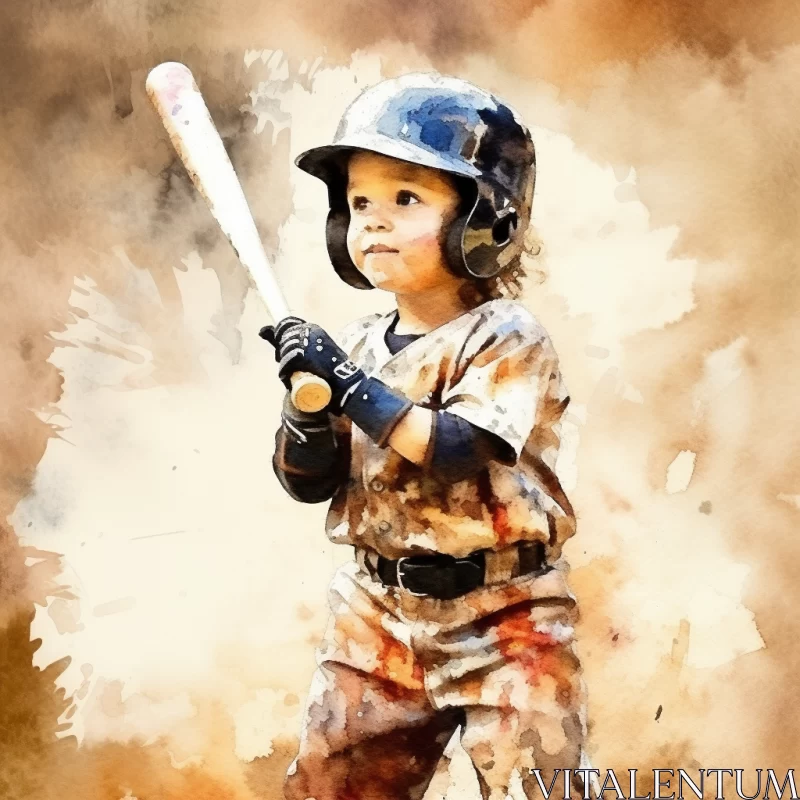 AI ART Captivating Watercolor Painting of Baseball Game