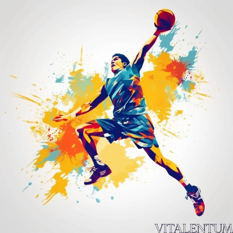 High-Contrast Abstract Basketball Player Illustration AI Image