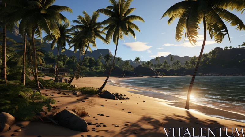 Serene Tropical Beach Scene with Adventurecore Aesthetic AI Image
