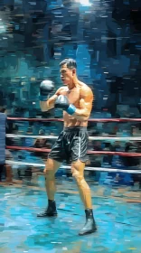 Dynamic Boxing Match Artwork: Intensity & Thrill Captured through Artistic Techniques AI Image
