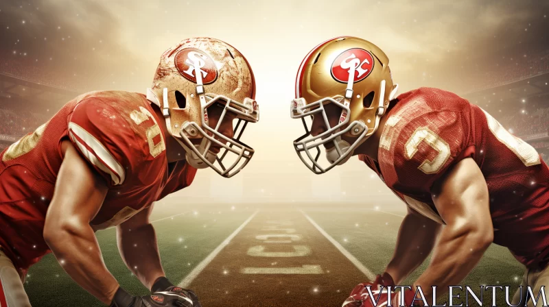 Intense Scrimmage Between 49ers Players in Double Exposure Style AI Image