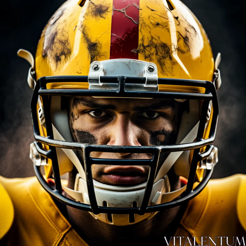 AI ART Intense American Football Player in Dramatic Hue with Mysterious Smoke