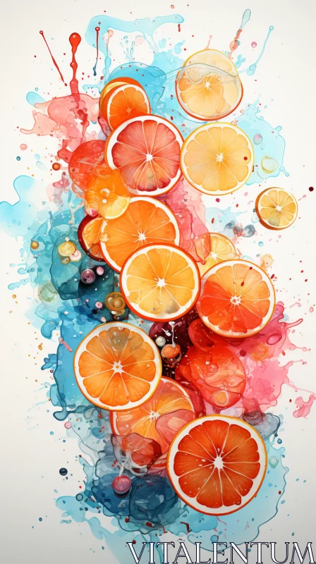 Orange Painterly Watercolor Painting: A Fusion of Realism and Surrealism AI Image