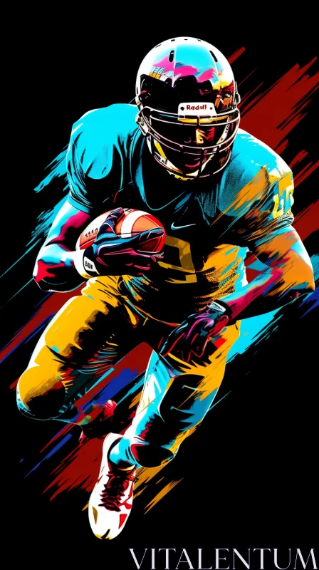 Pop-Art Style Football Action Image with Vibrant Gradients AI Image