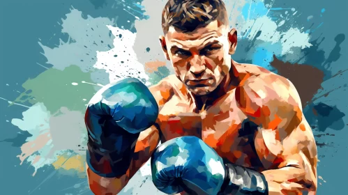 Dynamic Boxing Match Painting in Pop Art Style AI Image