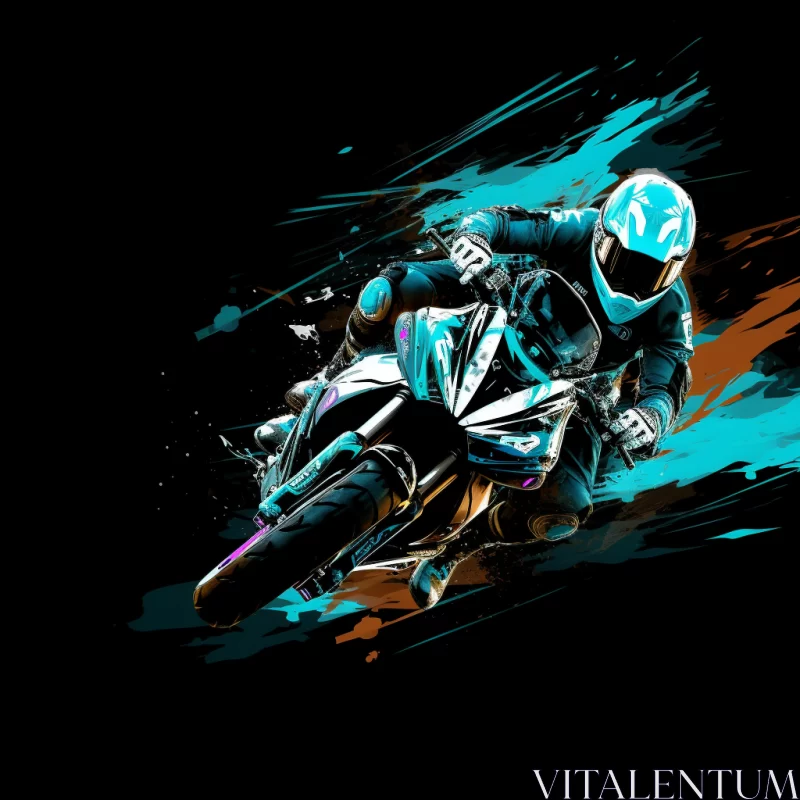 AI ART Dynamic Motorcycle Rider Digital Illustration in 32k UHD