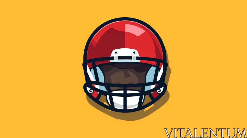 AI ART Editorial Style American Football Helmet Illustration on Yellow Background