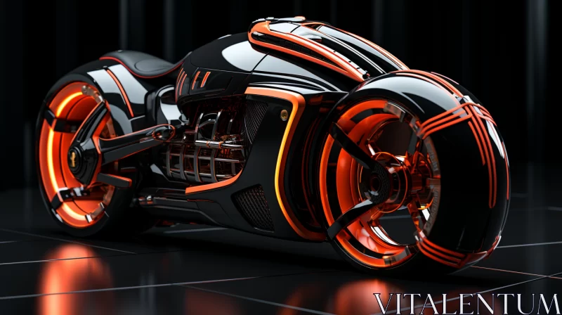Futuristic Motorcycle in Art Deco Style with Radiant Light Clusters AI Image