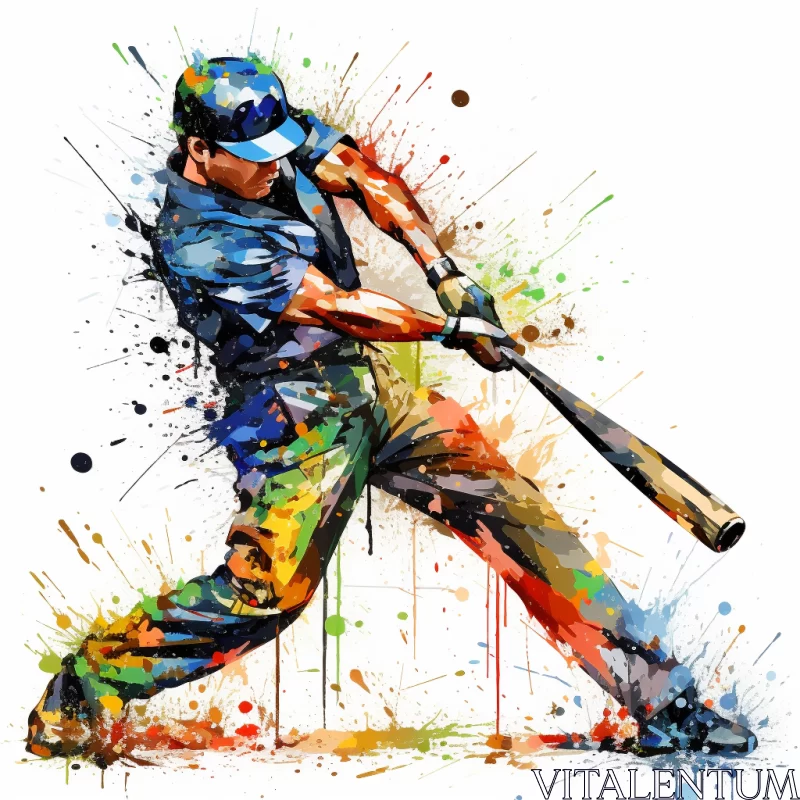 AI ART Aurorapunk Art of Baseball Player with Rough Brushwork and 3D Quality