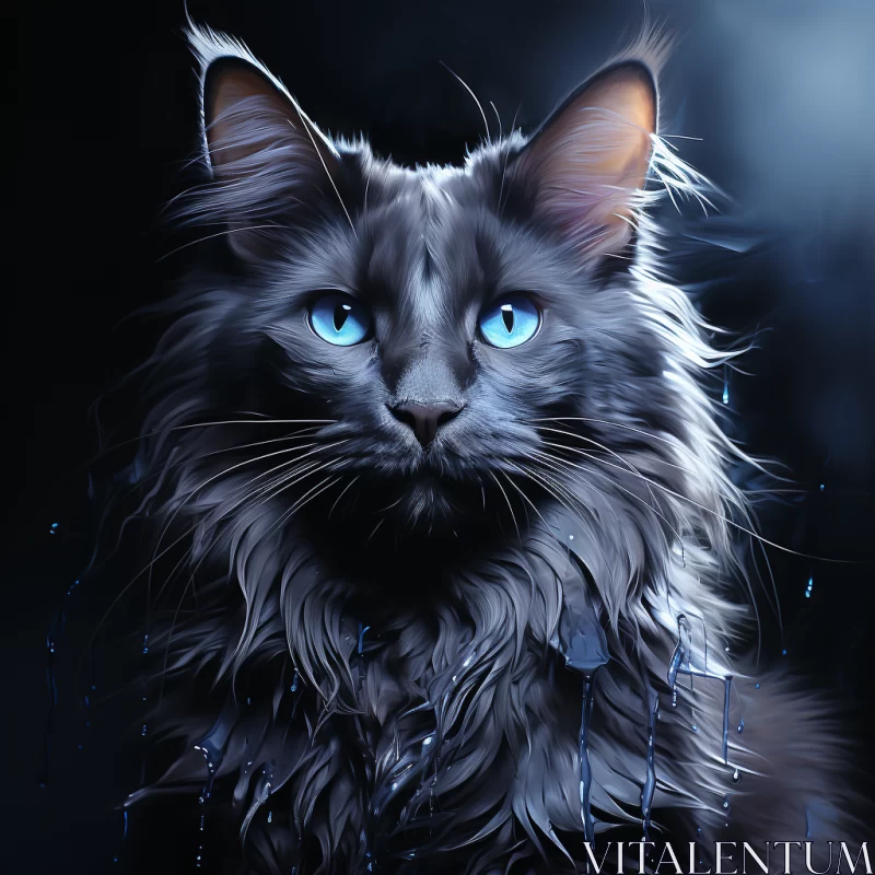 Surreal Gothic Grey Fawn Cat in Realistic Fantasy Style AI Image