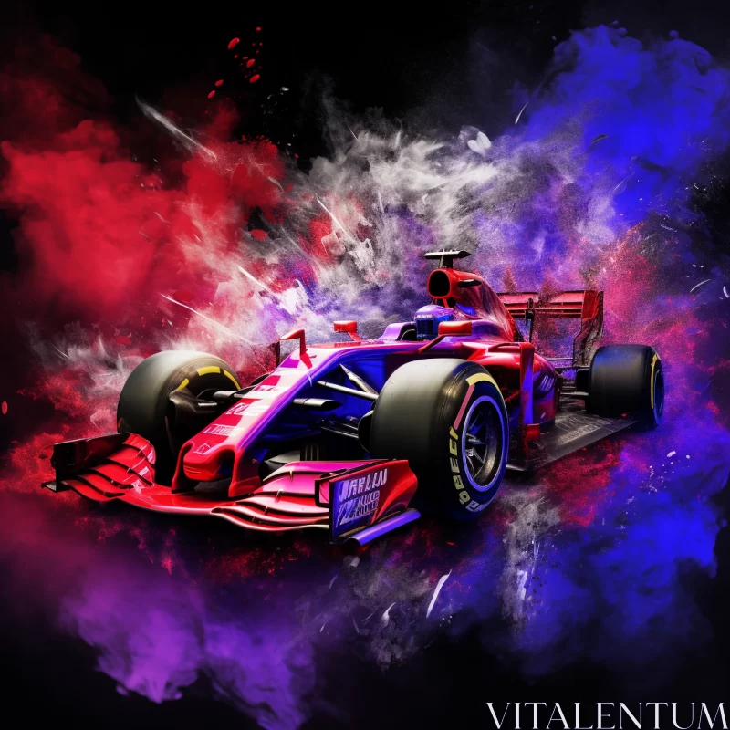 Thrilling Ferrari F1 Race Car in Vibrant Colorful Smoke  - AI Generated Images AI Image