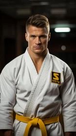 32K UHD Schlieren Photo of Man in Karate Uniform AI Image