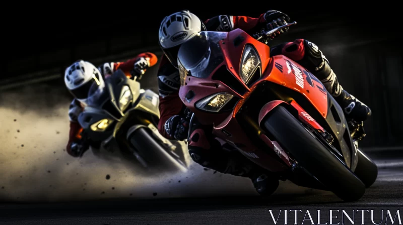 AI ART 32k UHD Image of Intense Motorcycle Race under Dynamic Lighting