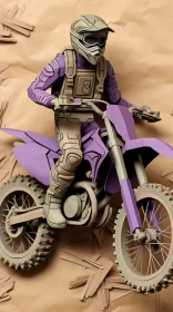 Toy Soldier on Bike: Precisionist Hard Surface Modeling Showcase Amidst Crumpled Paper AI Image