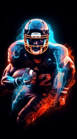 Intense Football Player in Fiery Aura & Bold Contrast Colors AI Image