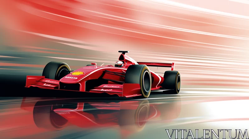 Thrilling Ferrari Race Car Illustration in Dynamic Motion  - AI Generated Images AI Image