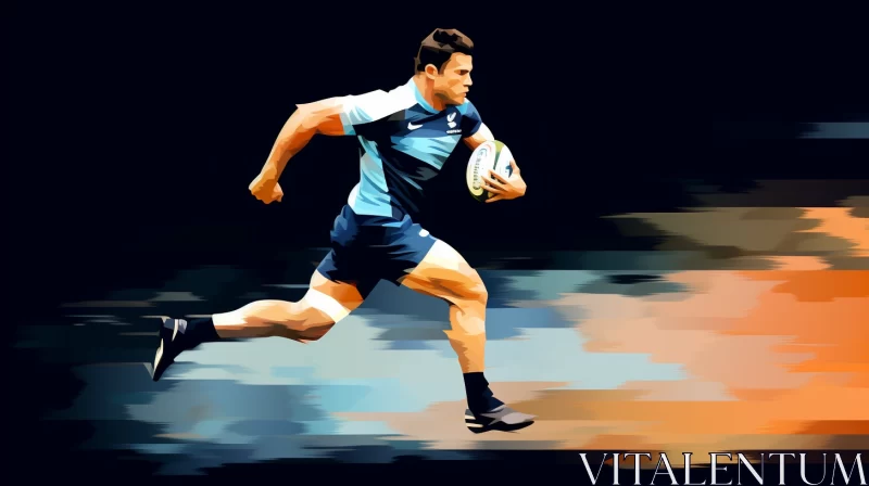 Vibrant Digital Artwork of Rugby Player in Action AI Image