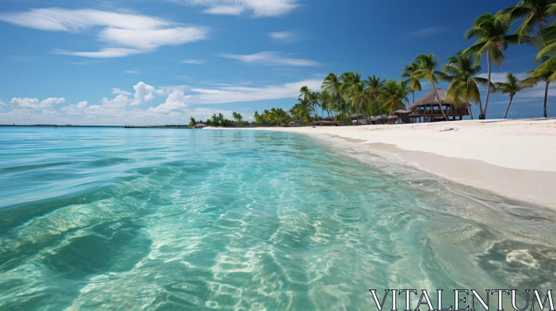 Idyllic Beach Vista with Exotic Afro-Caribbean Influence AI Image