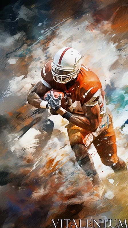 Precisionist Style Painting of Football Player in Action AI Image