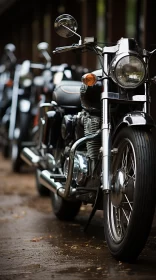 Vintage Charm of Parked Motorcycles in Perfect Alignment AI Image
