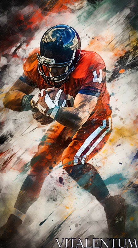 Innovative Artwork of Football Player in Orange Attire AI Image