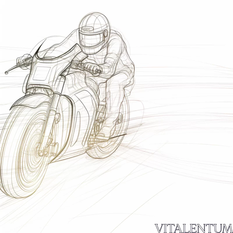 High-Resolution Abstract Vector Illustration of Skunk Motorcyclist AI Image
