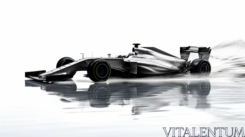 Silver Formula Car Racing on Water: A Masterpiece of Hyper-realism  - AI Generated Images AI Image