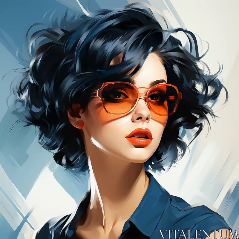 AI ART Stunning Illustration of Woman in Sunglasses - Modern Impressionism