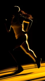 Running Woman Silhouette in Chiaroscuro Effect AI Image