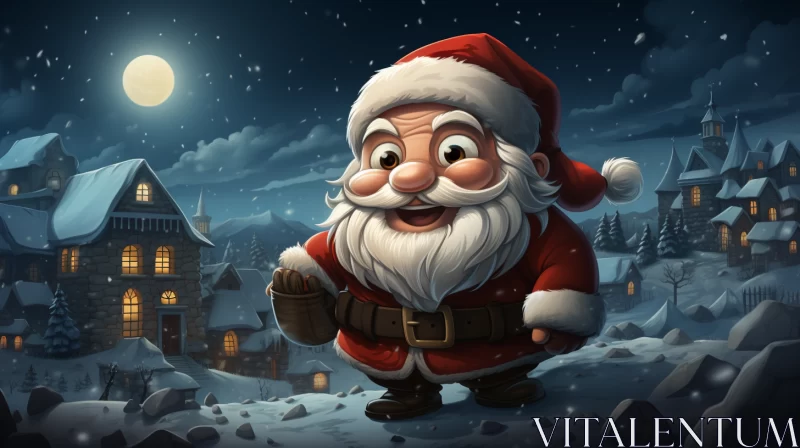 Santa Claus in Snow - Captivating 2D Game Art AI Image