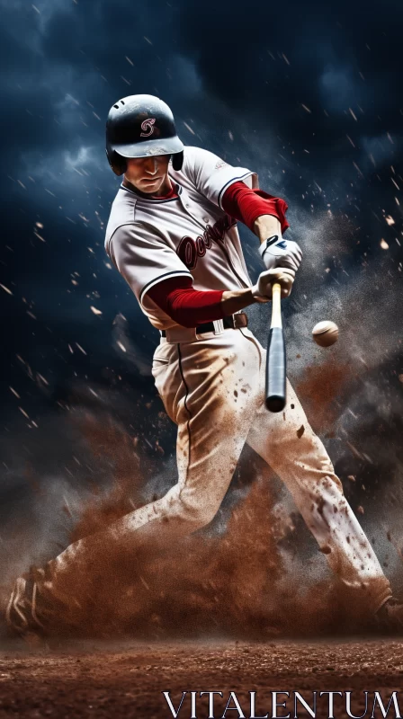 AI ART Expressive Artwork of Baseball Player Mid-Swing