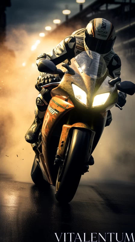 Action-Packed Manga-Inspired 32k UHD Image of a Man on Motorcycle AI Image